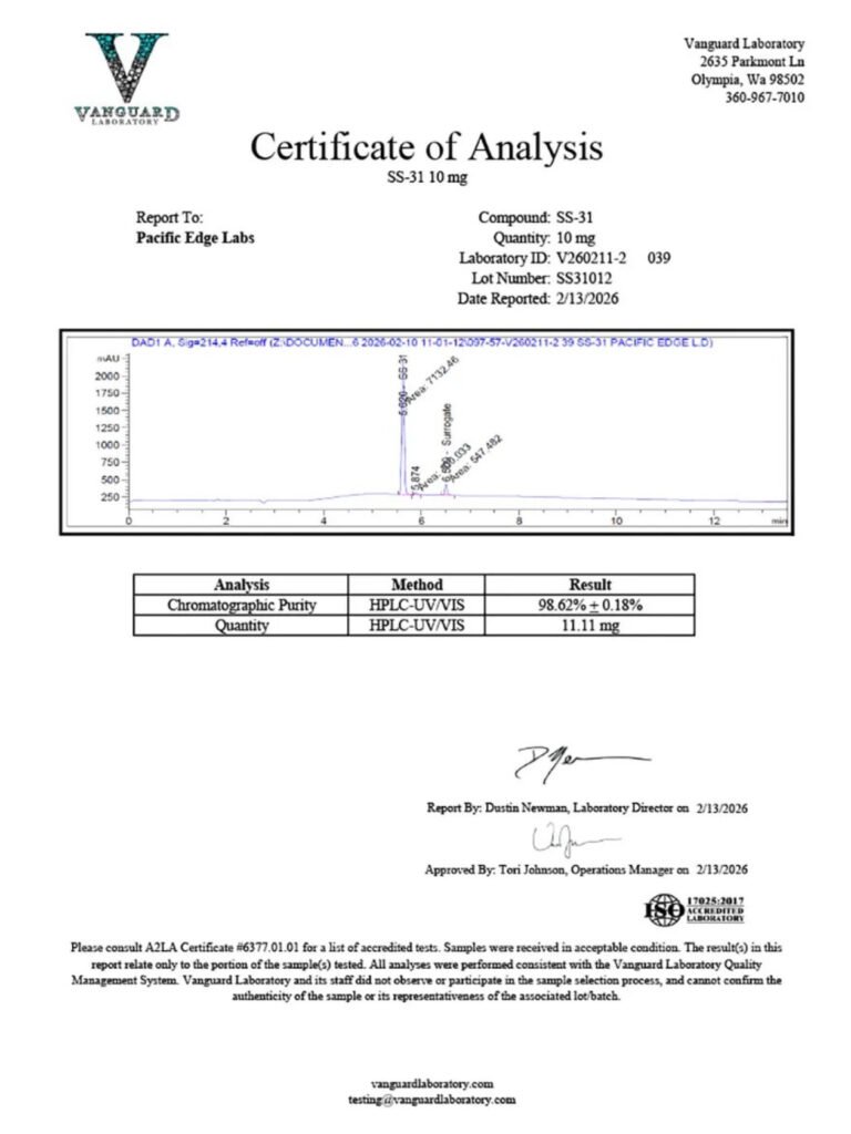 SS-31 10 mg Certificate of Analysis preview